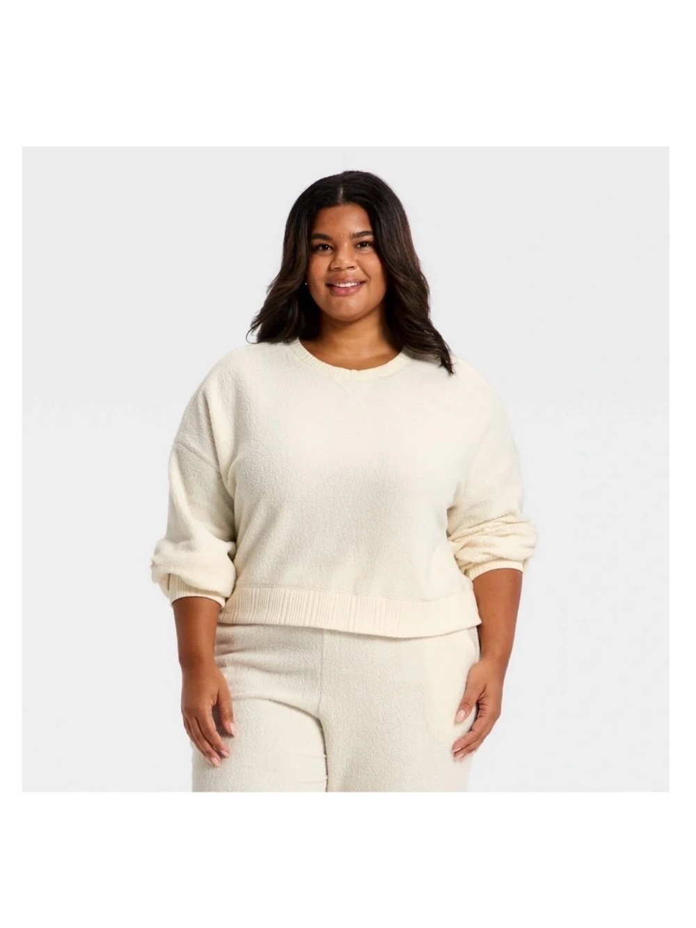 Auden Cream Crewneck Plush Pullover